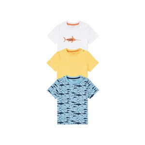 lupilu Chlapecké triko, 3 kusy (86/92, vzor/bílá/žlutá)