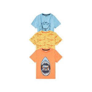 lupilu® Chlapecké triko, 3 kusy (child#male#ne, 86/92, vzor/modrá/oranžová)