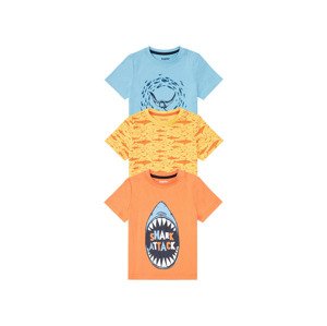 lupilu® Chlapecké triko, 3 kusy (child#male#ne, 98/104, vzor/modrá/oranžová)