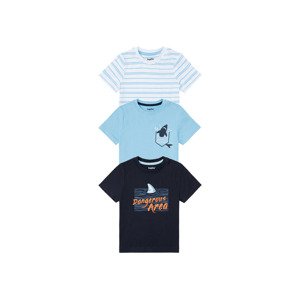 lupilu® Chlapecké triko, 3 kusy (child#male#ne, 98/104, pruhy / navy modrá / modrá)