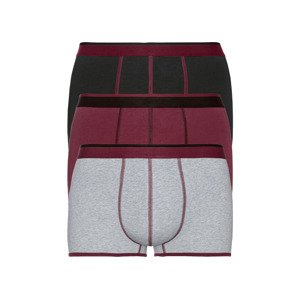 LIVERGY Pánské boxerky XXL, 3 kusy (8/XXL, černá / tmavě červená / šedá)