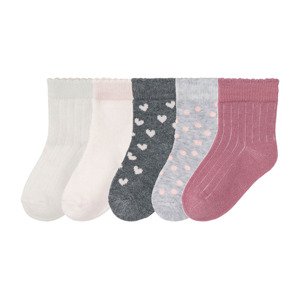 lupilu Dětské ponožky s BIO bavlnou, 5 párů (11/14, puntíky/bílá/růžová/šedá)