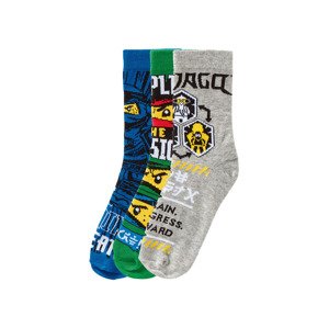 LEGO Dětské ponožky, 3 páry (27/30, modrá/zelená/šedá)
