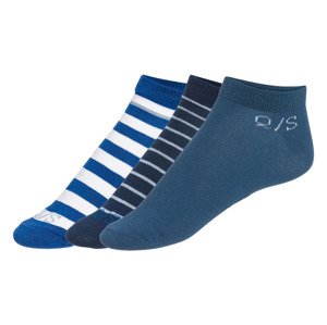 QS by s.Oliver Dámské / Pánské kotníkové ponožky, 3 pár (39/42, pruhy modrá)