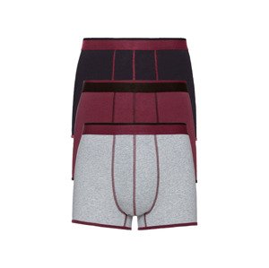 LIVERGY® Pánské boxerky, 3 kusy (6/L, černá / tmavě červená / šedá)