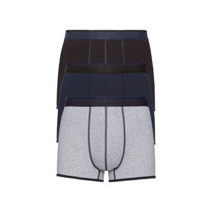 LIVERGY Pánské boxerky, 3 kusy (4/S, černá/navy modrá/šedá)