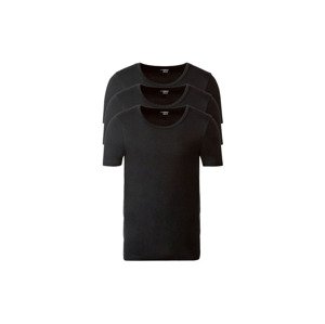 LIVERGY Dámské spodní triko, 3 kusy (6/L, černá, kulatý výstřih)