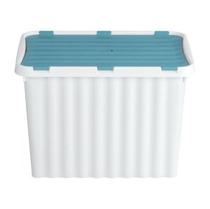 LIVARNO home Box s výklopným víkem, 25 l (bílá/tyrkysová)