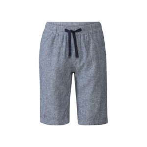 LIVERGY® Pánské lněné bermudy (52, navy modrá / melírovaná)