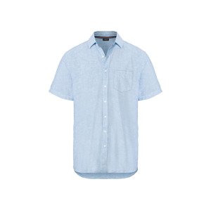 LIVERGY Pánská lněná košile (S (37/38), modrá)