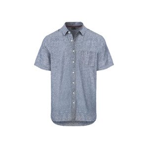 LIVERGY Pánská lněná košile (S (37/38), navy modrá)