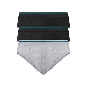LIVERGY® Pánské slipy s BIO bavlnou, 3 kusy (adult#male#ne#briefs, 5/M, černá/šedá)