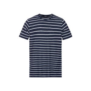 LIVERGY Pánské lněné triko (M (48/50), pruhy / navy modrá)