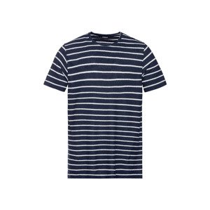 LIVERGY Pánské lněné triko (XL (56/58), pruhy / navy modrá)