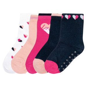 lupilu Dívčí ponožky, 5 párů (19/22, černá/růžová/bílá)
