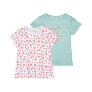 lupilu® Dívčí triko, 2 kusy (child#female#ne, 110/116, bílá / světle růžová)