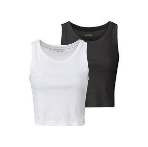 esmara® Dámský zkrácený top, 2 kusy (adult#female#ne, XL (48/50), černá/bílá)