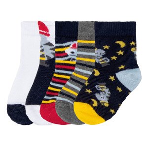 lupilu® Chlapecké ponožky s BIO bavlnou, 5 párů (baby/infant#male, 11-14, zvířátka/námořnická/šedá/žlutá)
