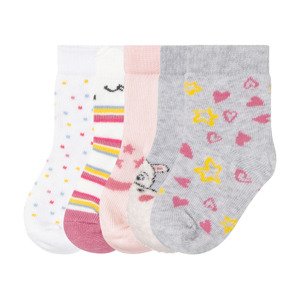 lupilu® Dívčí ponožky s BIO bavlnou, 5 párů (baby/infant#female, 11-14, šedá / bílá / světle růžová)