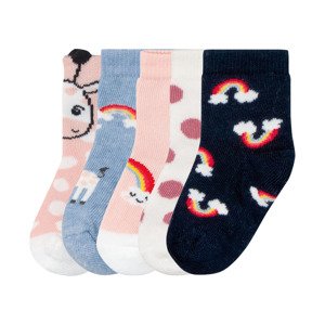 lupilu® Dívčí ponožky s BIO bavlnou, 5 párů (baby/infant#female, 15/18, růžová/modrá/bílá)