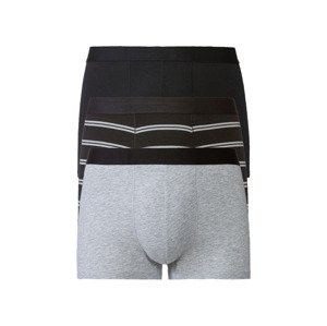 LIVERGY® Pánské boxerky s BIO bavlnou, 3 kusy (6/L, pruhy černá / šedá)