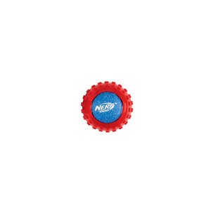 Nerf Dog Psí hračka: pískací tenisový míček (červená/modrá, výstupky)