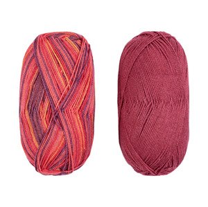 crelando Příze na pletení ponožek Anika (pružné ponožky, červená / lila fialová)