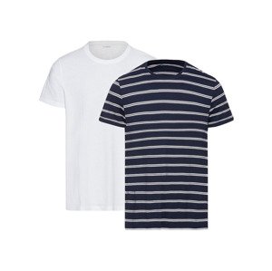 LIVERGY® Pánské triko, 2 kusy (adult#male#ne, L (52/54), navy modrá / bílá)