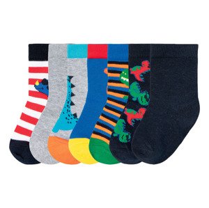 lupilu® Dětské ponožky s BIO bavlnou, 7 párů (child 2 years onwards#male, 19/22, drak/pestrá)