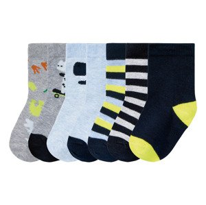 lupilu® Dětské ponožky s BIO bavlnou, 7 párů (child 2 years onwards#male, 19/22, dinosaurus/mdorá/šedá)