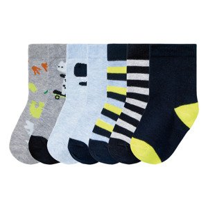 lupilu® Dětské ponožky s BIO bavlnou, 7 párů (23/26, dinosaurus/mdorá/šedá)
