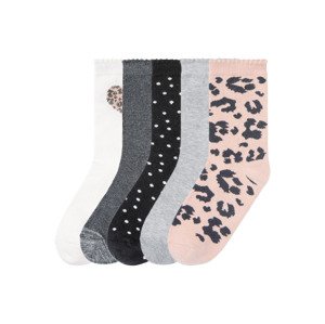 pepperts Dívčí ponožky, 5 párů (35/38, bílá / světle šedá / růžová)