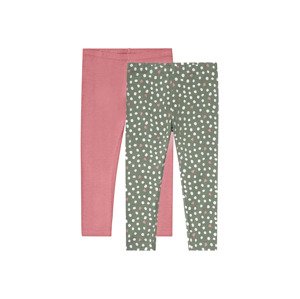 lupilu® Dívčí legíny, 2 kusy (child#female#ne, 98/104, zelená / světle růžová)