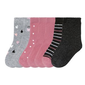 lupilu® Dívčí ponožky s BIO bavlnou, 7 párů (child 2 years onwards#female, 27/30, šedá / tmavě růžová / antracitová)