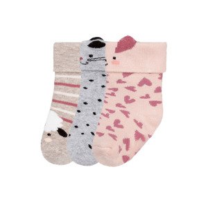 lupilu® Dívčí ponožky s BIO bavlnou, 3 páry (11/14, béžová/světle růžová/šedá)