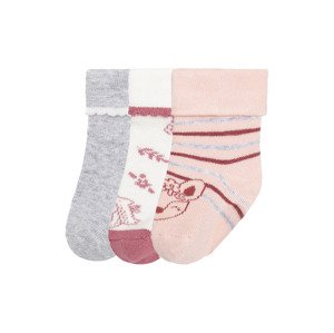 lupilu® Dívčí ponožky s BIO bavlnou, 3 páry (11/14, růžová/bílá/šedá)