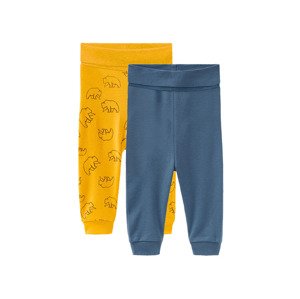 lupilu® Chlapecké kalhoty „Jogger" s BIO  bavlnou, 2 kusy (baby/infant#male#ne, 62/68, žlutá/modrá)