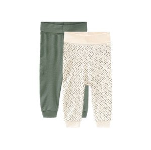 lupilu® Chlapecké kalhoty „Jogger" s BIO  bavlnou, 2 kusy (baby/infant#male#ne, 62/68, zelená/bílá)