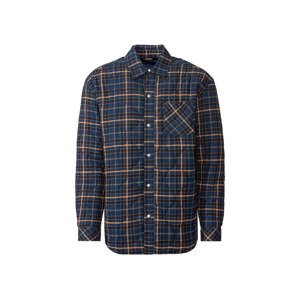 LIVERGY® Pánský flanelový overshirt (adult#male#ne, XL (56/58), námořnická modrá / hnědá)