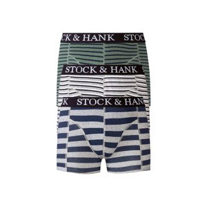 Stock&Hank Pánské boxerky BENJAMIN, 3 kusy (M, zelená / světle šedá / námořnická modrá šedá)