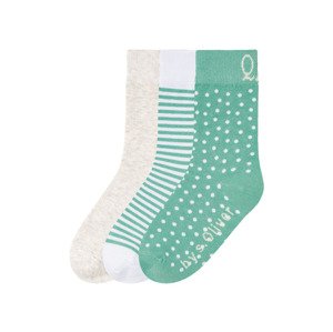 QS by s.Oliver Dětské ponožky, 3 páry (31/34, zelená/šedá/bílá)