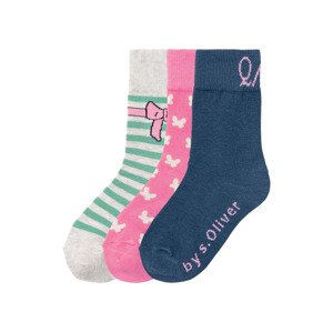 QS by s.Oliver Dětské ponožky, 3 páry (23/26, růžová/modrá/zelená)