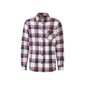 LIVERGY® Pánská flanelová volnočasová košile (adult#male#ne, M (39/40), bílá/červená)