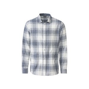 LIVERGY® Pánská flanelová volnočasová košile (L (41/42), bílá / navy modrá)