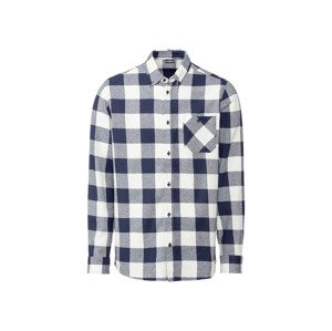 LIVERGY® Pánská flanelová volnočasová košile (adult#male#ne, L (41/42), modrá/bílá)