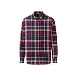 LIVERGY® Pánská flanelová volnočasová košile (M (39/40), červená/modrá/béžová)