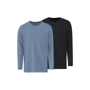 LIVERGY® Pánské triko s dlouhými rukávy, 2 kusy (adult#male#ne, S (44/46), černá/modrá)