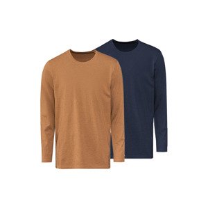 LIVERGY® Pánské triko s dlouhými rukávy, 2 kusy (M (48/50), tmavě modrá / hnědá)