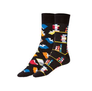 Ponožky s veselým vzorem, 2 páry (adult#female, 39/42, černá)
