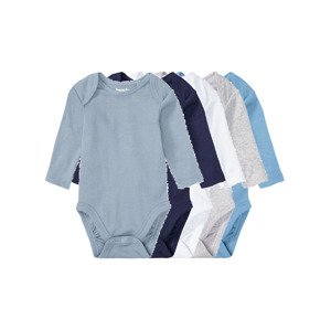 lupilu® Dětské body s dlouhými rukávy, 5 kusů (74/80, bílá / námořnická modrá / modrá / světle modrá / šedá)